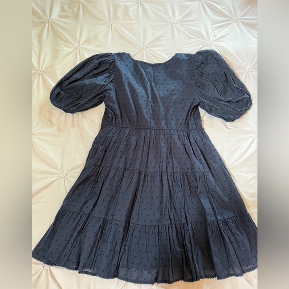 Abercrombie & Fitch Navy V-Neck Swiss Dot Dress NWT - Picture 3 of 3